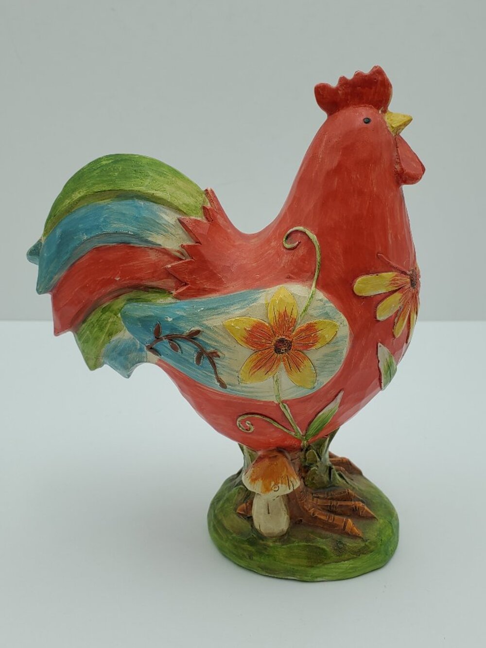Tii Collections Resin Rooster Figurine Transpac P2241 Flower Rooster Figure